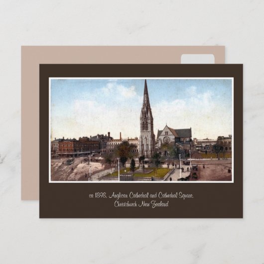 ヴィンテージ大聖堂、スクエアクリスティチャーチNZ ポストカード (正面/裏面)
