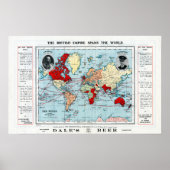 ヴィンテージ大英帝国が世界地図に広がる ポスター (正面)