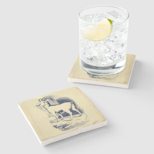 ヴィンテージ大角羊 ストーンコースター (横)