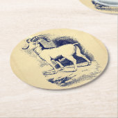 ヴィンテージ大角羊 ラウンドペーパーコースター (アングル)