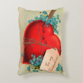 ヴィンテージ大赤出血ハートバレンタインポストカード アクセントクッション (正面(垂直))