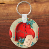 ヴィンテージ大赤出血ハートバレンタインポストカード キーホルダー (正面)