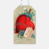 ヴィンテージ大赤出血ハートバレンタインポストカード ギフトタグ (正面)