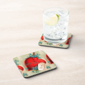 ヴィンテージ大赤出血ハートバレンタインポストカード コースター (右側)