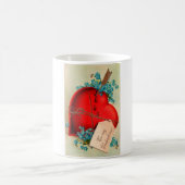 ヴィンテージ大赤出血ハートバレンタインポストカード コーヒーマグカップ (中央)