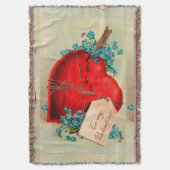 ヴィンテージ大赤出血ハートバレンタインポストカード スローブランケット (正面縦)