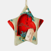 ヴィンテージ大赤出血ハートバレンタインポストカード セラミックオーナメント (右)