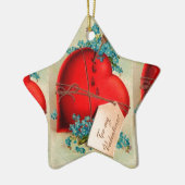 ヴィンテージ大赤出血ハートバレンタインポストカード セラミックオーナメント (左)