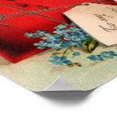 ヴィンテージ大赤出血ハートバレンタインポストカード ポスター (角)