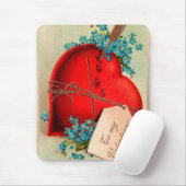 ヴィンテージ大赤出血ハートバレンタインポストカード マウスパッド (マウス)