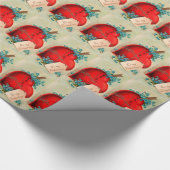 ヴィンテージ大赤出血ハートバレンタインポストカード ラッピングペーパー (角)