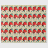 ヴィンテージ大赤出血ハートバレンタインポストカード ラッピングペーパー (フラット)