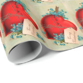 ヴィンテージ大赤出血ハートバレンタインポストカード ラッピングペーパー (ロールコーナー)