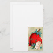 ヴィンテージ大赤出血ハートバレンタインポストカード 便箋 (正面/裏面)