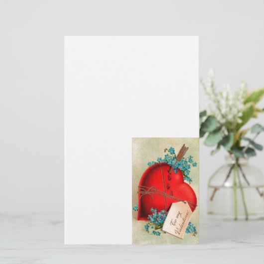 ヴィンテージ大赤出血ハートバレンタインポストカード 便箋 (スタンド正面)