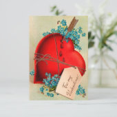 ヴィンテージ大赤出血ハートバレンタインポストカード 招待状 (スタンド正面)