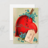 ヴィンテージ大赤出血ハートバレンタインポストカード 招待状 (正面/裏面)