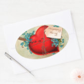 ヴィンテージ大赤出血ハートバレンタインポストカード 楕円形シール (封筒)