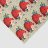 ヴィンテージ大赤出血ハートバレンタインポストカード 薄葉紙 (詳細)