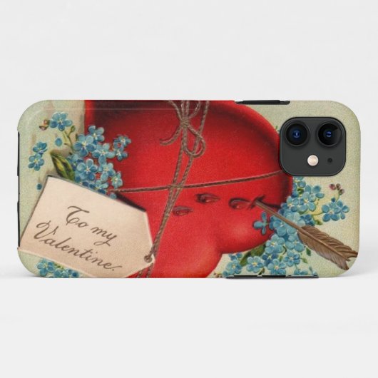 ヴィンテージ大赤出血ハートバレンタインポストカード Case-Mate iPhoneケース (裏面(横))