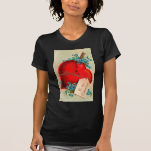ヴィンテージ大赤出血ハートバレンタインポストカード Tシャツ