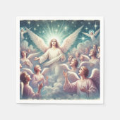 ヴィンテージ天上の天使のホスト出生デコページ スタンダードカクテルナプキン (正面)