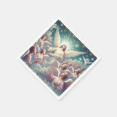 ヴィンテージ天上の天使のホスト出生デコページ スタンダードカクテルナプキン (角)