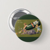 ヴィンテージ天使とシャンパン、新年おめでとう 缶バッジ (正面&裏面)