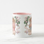 ヴィンテージ天使とピンクのバラ神祝福 マグカップ (中央)