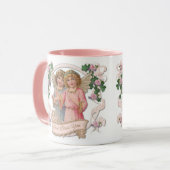 ヴィンテージ天使とピンクのバラ神祝福 マグカップ (正面左)
