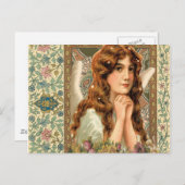 ヴィンテージ天使と花 ポストカード (正面/裏面)