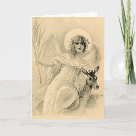 ヴィンテージ天使と鹿 シーズンカード (正面)