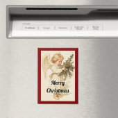 ヴィンテージ天使のクリスマスマグネット（ヒイラギ付き） マグネット (インサイチュ (食洗機))
