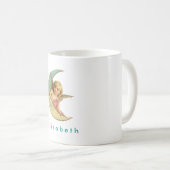 ヴィンテージ天使の三日月パーソナライズされた コーヒーマグカップ (正面右)