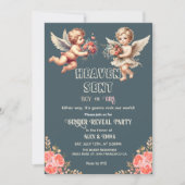 ヴィンテージ天使の性別発表カード 招待状 (正面)