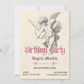 ヴィンテージ天使の誕生日 招待状 (正面)