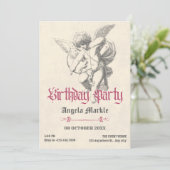 ヴィンテージ天使の誕生日 招待状 (スタンド正面)