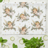 ヴィンテージ天使パターン キッチンタオル (折り畳み)