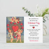 ヴィンテージ天使 バレンタインデーの赤いハート 招待状 (スタンド正面)