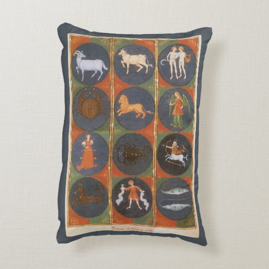 ヴィンテージ天占星術の〔占星術の〕十二宮図図， 1475 アクセントクッション (裏面(縦))