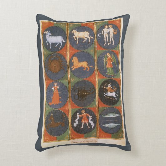 ヴィンテージ天占星術の〔占星術の〕十二宮図図, 1475 アクセントクッション (正面(垂直))