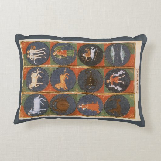 ヴィンテージ天占星術の〔占星術の〕十二宮図図， 1475 アクセントクッション (裏面)