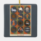 ヴィンテージ天占星術の〔占星術の〕十二宮図図， 1475 セラミックオーナメント (正面)