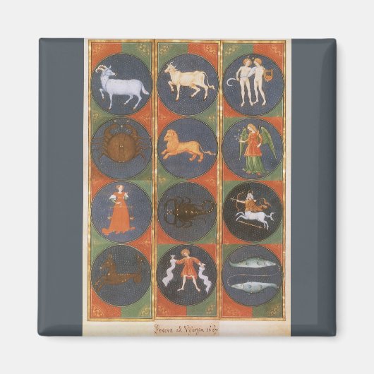 ヴィンテージ天占星術の〔占星術の〕十二宮図図, 1475 マグネット (正面)