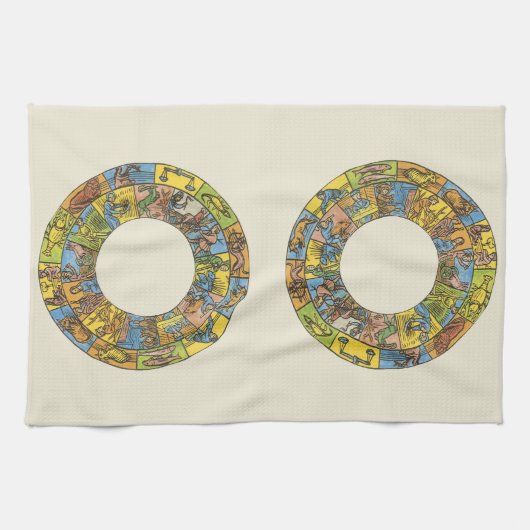 ヴィンテージ天占星術の〔占星術の〕十二宮図 キッチンタオル (横)