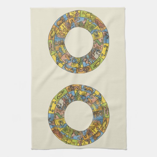 ヴィンテージ天占星術の〔占星術の〕十二宮図 キッチンタオル (縦)