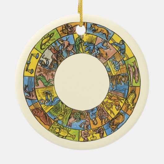 ヴィンテージ天占星術の〔占星術の〕十二宮図 セラミックオーナメント (裏面)