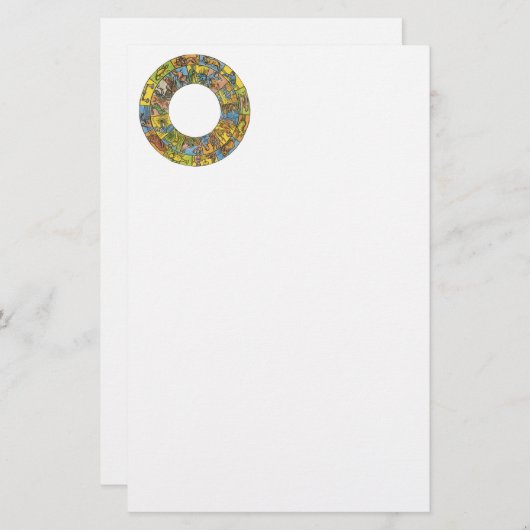 ヴィンテージ天占星術の〔占星術の〕十二宮図 便箋 (正面/裏面)