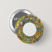 ヴィンテージ天占星術の〔占星術の〕十二宮図 缶バッジ (正面&裏面)