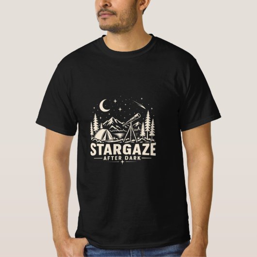 ヴィンテージ天文学キャンプTシャツ 暗闇で星空観察 Tシャツ (正面)